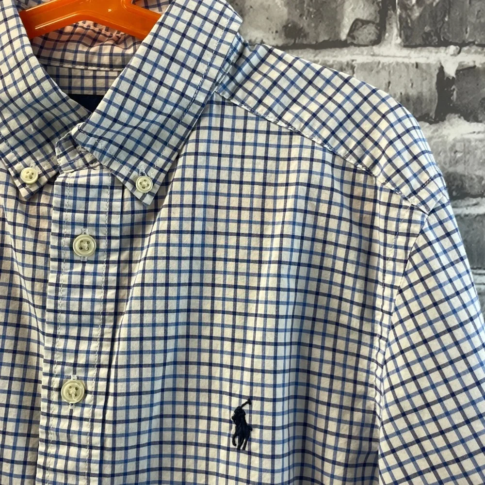 Ralph Lauren Navy and‎ White Checkered Shirt